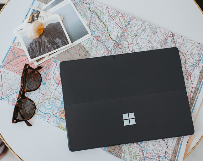 Microsoft laptop on desk